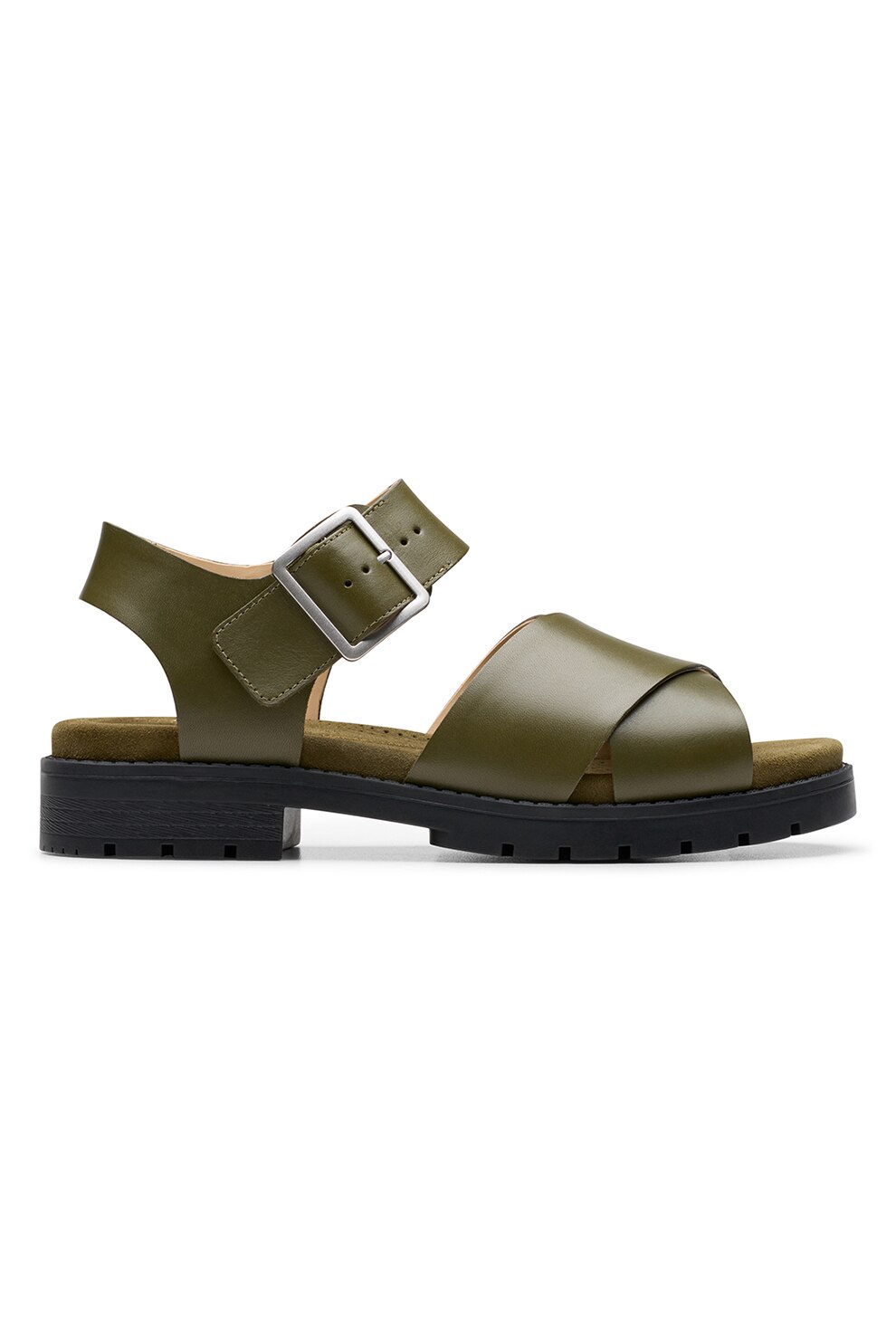 Clarks, Sandale de piele cu catarama Orinoco, Verde masliniu, 4