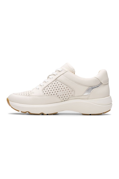 Clarks, Полускосени спортни обувки с кожа, Мръснобял