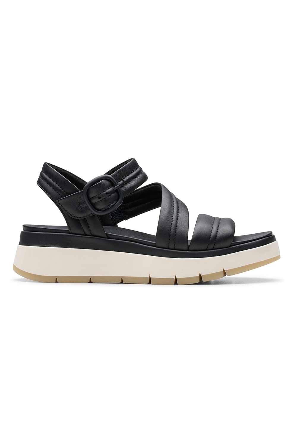 Clarks, Sandale de piele cu platforma Tuscan, Negru, 5