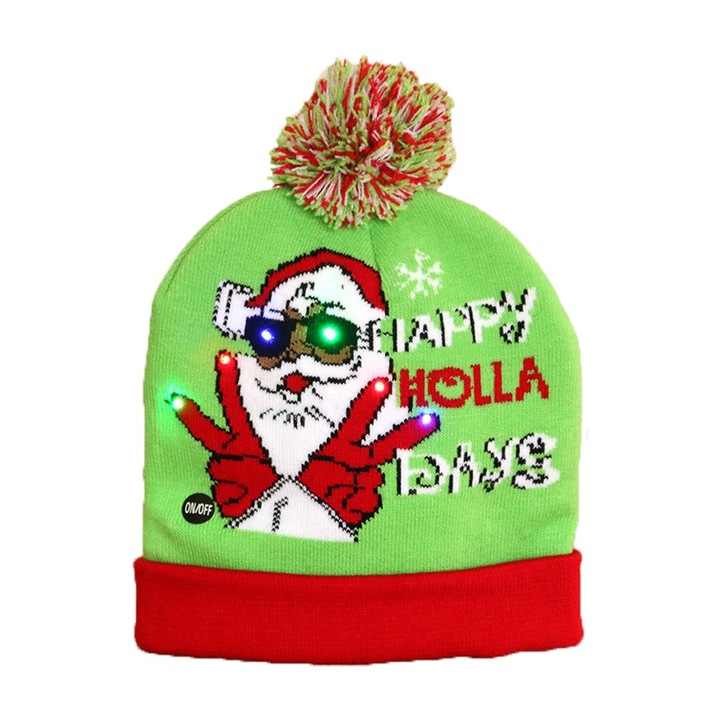 Karácsonyi motívumú kalap LED lámpával, TIENTEN, unisex, univerzális méret, TTC11 modell