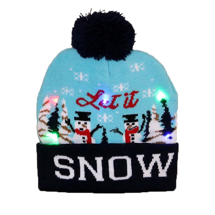Karácsonyi motívumú sapka LED lámpával, TIENTEN, unisex, univerzális méret, TTC12 modell