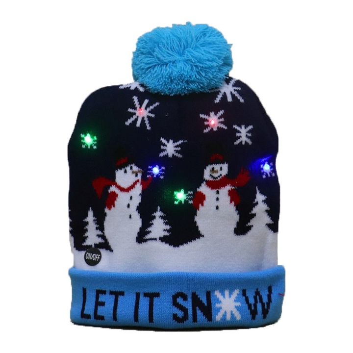 Karácsonyi motívumú sapka LED lámpával, TIENTEN, unisex, univerzális méret, TTC15 modell