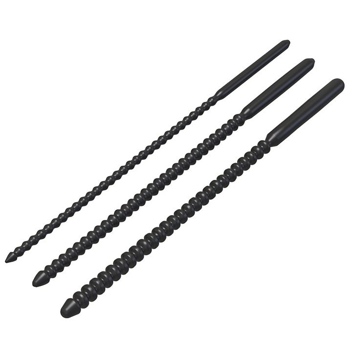 Set 3 accesorii BDSM, textura spirala, marquise stick, orgasm uretral, stimulare prostata, hipoalergenic, 4/6/8mm