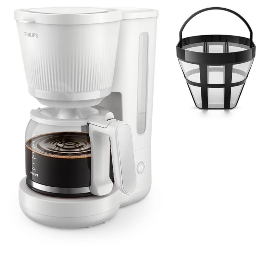 Cafetiera Philips Seria 3000 HD7411/00, 1.25 l, Oprire automata, Alb arctic