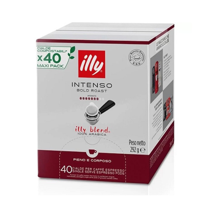 Кафе дози ILLY Intenso E.S.E., 100 % арабика, 7/9 интензитет, 40 броя филтърни дози, 292 гр