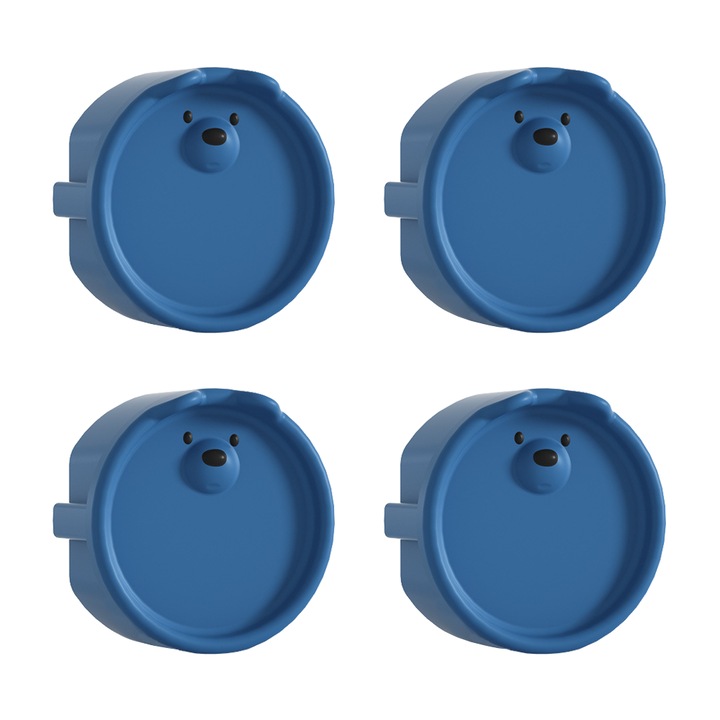 Set 4 capace priza pentru protectie bebelusi, Standard EU, Silicon, 3.9x3.9 cm, Albastru