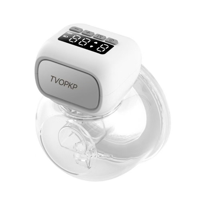 Hordozható elektromos mellszívó TVOPKP™️, 3 üzemmód, 9 intenzitási szint, diszkrét, csendes, tömlőmentes, vibrációs masszázs funkcióval, USB töltés, 180 ml, kézhasználatmentes, fehér