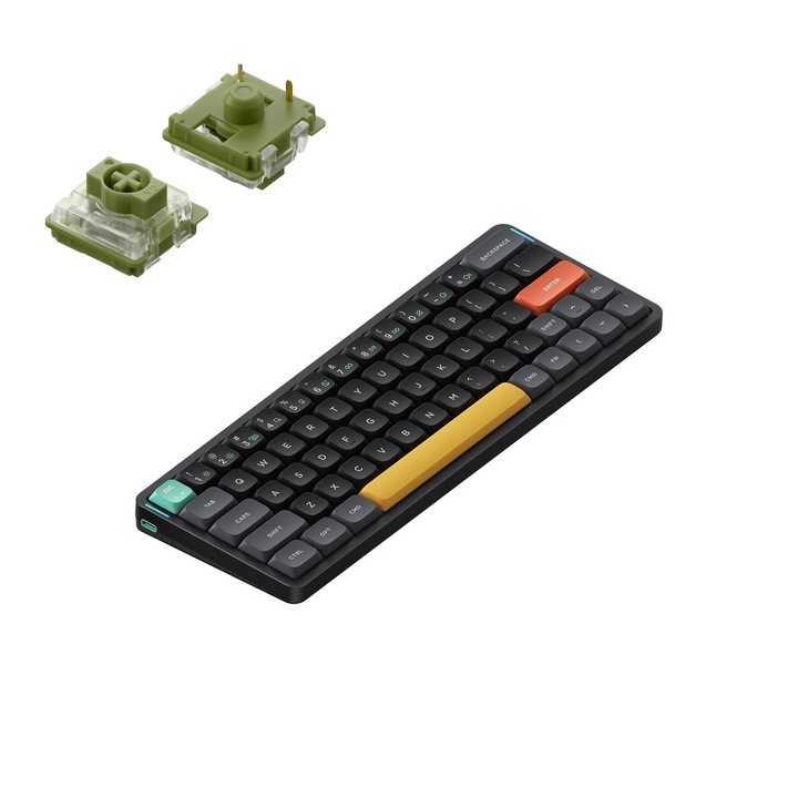 Безжична механична клавиатура Nuphy Air60 V2 QMK/VIA, тънка, RGB LED, превключвател Gateron Moss, базалтово черно
