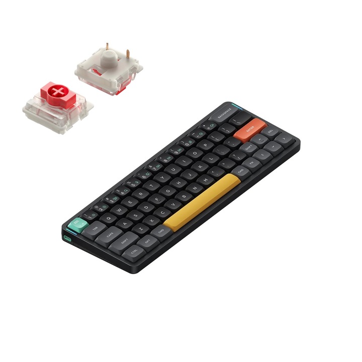 Безжична механична клавиатура Nuphy Air60 V2 QMK/VIA, Slim, RGB LED, Gateron Red Switch, Basalt Black