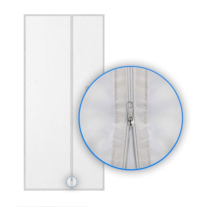 Banda de etansare cu fermoar pentru usi, Sunmostar, alb, 90x210cm