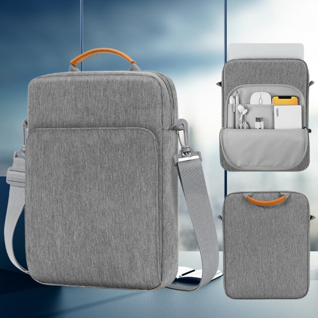 Geanta Laptop, Novaza Tech, max 13.3inch, Compartiment laptop, Interior captusit, Compartiment accesorii, 23x34x1.5 cm, Nylon, Gri