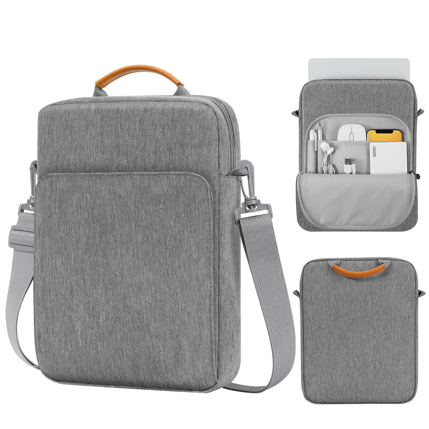 Geanta Laptop, Novaza Tech, max 13.3inch, Compartiment laptop, Interior captusit, Compartiment accesorii, 23x34x1.5 cm, Nylon, Gri