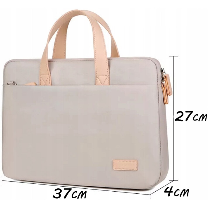 Geanta Laptop, Novaza Tech, max 15.6inch, Compartiment laptop, Rezistent la zgarieturi, Curea ajustabila, 29x39x5 cm, Nylon, Maro deschis