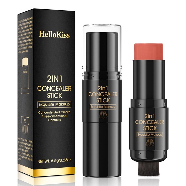 Set iluminator si contur HelloKiss, 12 nuante, textura cremoasa, rezistent la apa