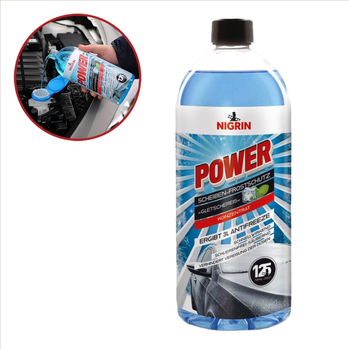 Lichid concentrat de parbriz pentru iarna Power eficient pana la – 52 grade C, Nigrin, 1 L