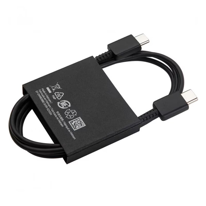 Cablu de Date si Incarcare Rapida 3A 25W USB-C la USB-C 1 Metru Negru pentru Samsung S20 S21 S22