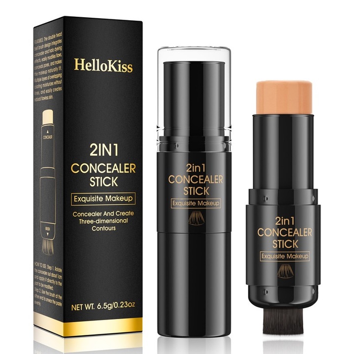 Set iluminator si contur HelloKiss, 12 nuante, textura cremoasa, waterproof