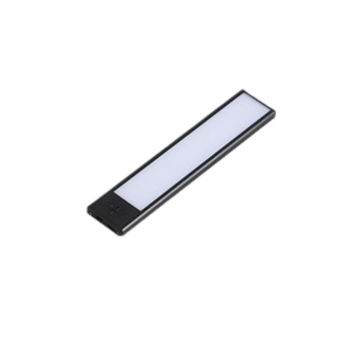 LED светлинна лента, 200 mm, USB зареждане, 6000K бяла светлина, 800 Mah, магнитен дизайн, интелигентен сензор за сканиране на ръцете, модерен минималистичен стил, черен