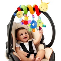 Jucarie Spirala Pentru Carucior Si Patut, Bytelike, Jucarie bebe zornaitoare, Cu sunete, trei jucarii de plus, Material bumbac, Interactiva, Agatat, Pliabil, Pentru bebelusi fete si baieti, Multicolor