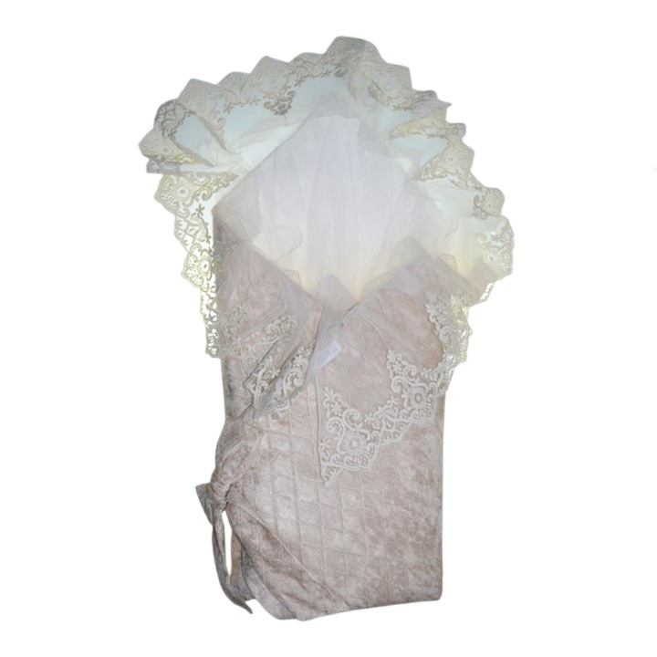 Elegáns pólya keresztelőhöz 80 x 80 cm Mini Junior SIN-BZ3, bézs