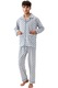 Мъжка пижама, DryFlo, памук, дълъг ръкав и панталон, геометрична шарка, син меланж, 4XL