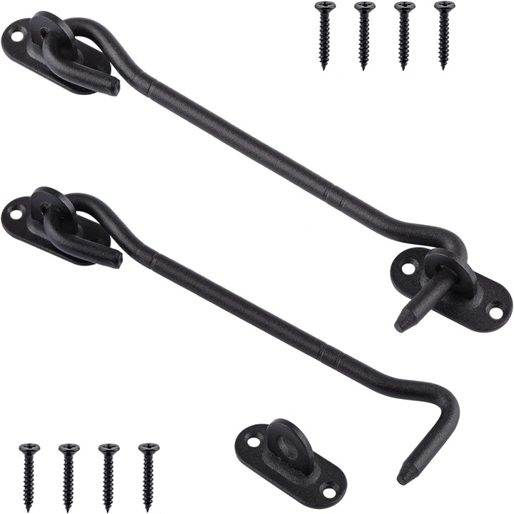 Кука и резе, 2 бр., неръждаема стомана, черни, 20x3.3см