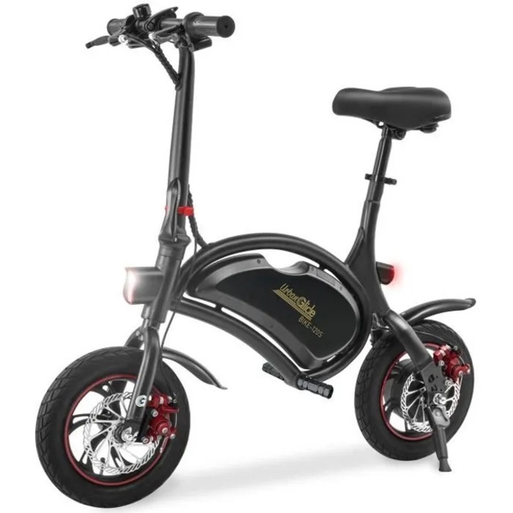 Összecsukható elektromos kerékpár Urbanglide Bike 120s, 350 W, 12'', 25 km/h, Akkumulátor 5, 2 Ah, Autonómia 18 km, Fekete