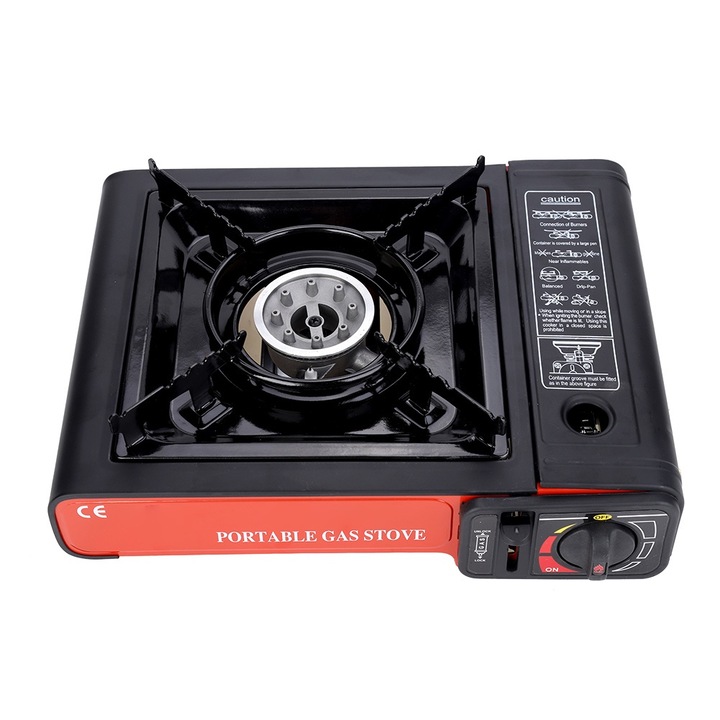 Hordozható gáztűzhely elektronikus gyújtással, kültéri, grillező, kempingezéshez való főzőkészlet (egyszeri használatra)