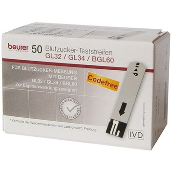 Teste glicemie GL 32 GL 34 BGL 60, 50 bucati, Beurer Teste glicemie GL 32 GL 34 BGL 60, 50 bucati, Beurer