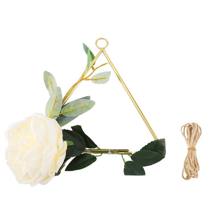 Függő virágkosár, Jormftte, műselyem virágok, vas tartó, beltéri és kerti dekoráció