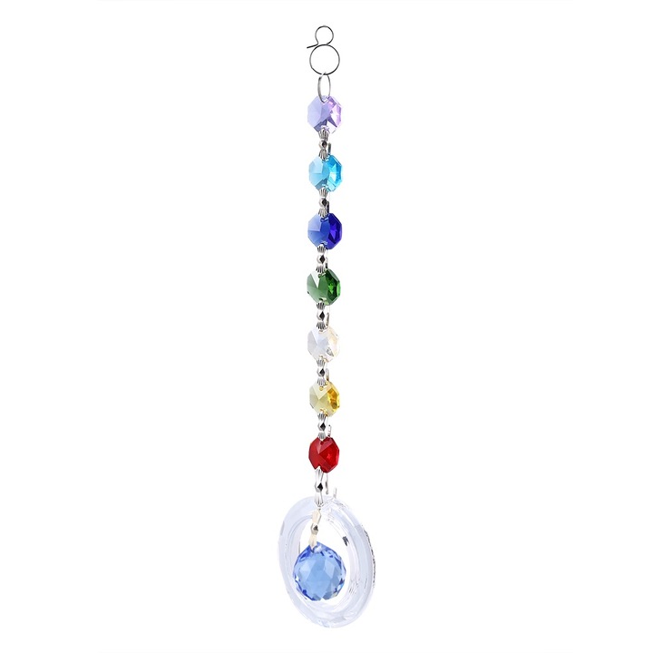 Kézzel készített függő medál Szivárvány kristály prizma gömb csillár lámpa karácsonyi ablak kék medál