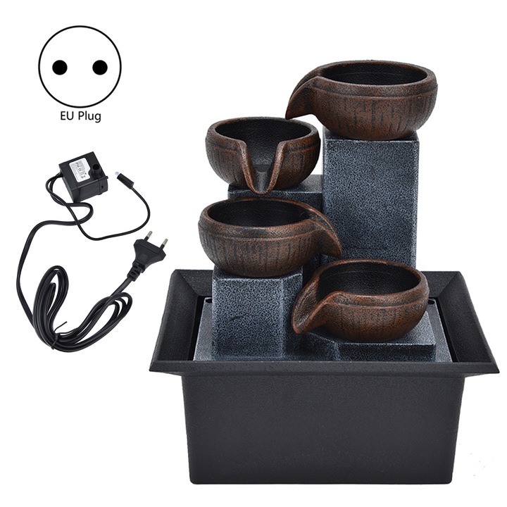 Декоративен настолен фонтан TNEAYWHE с жълт LED, орнамент по фън шуй, захранване AC220-240V