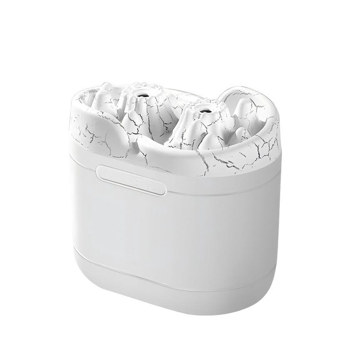 Dual-jet vulkán nano-porlasztásos aromaterápiás diffúzor, tökéletes légköri fény, 1200 ml nagy kapacitás, 80 ml/h nagy ködmennyiség, kis hálószoba párásító, növényi párásító, hálószoba párásító, fehér