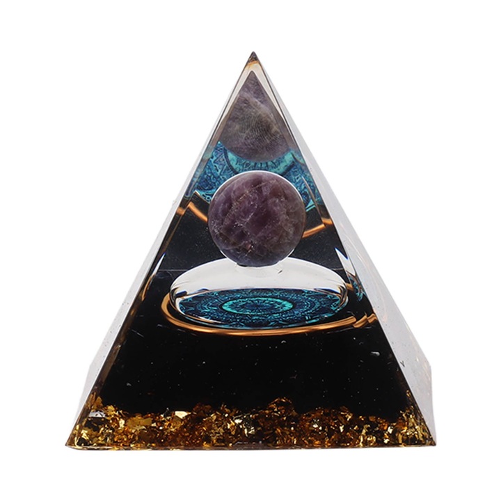 Epoxi kristály piramis, Jormftte, 6cm, irodai dekoráció, pozitív energia