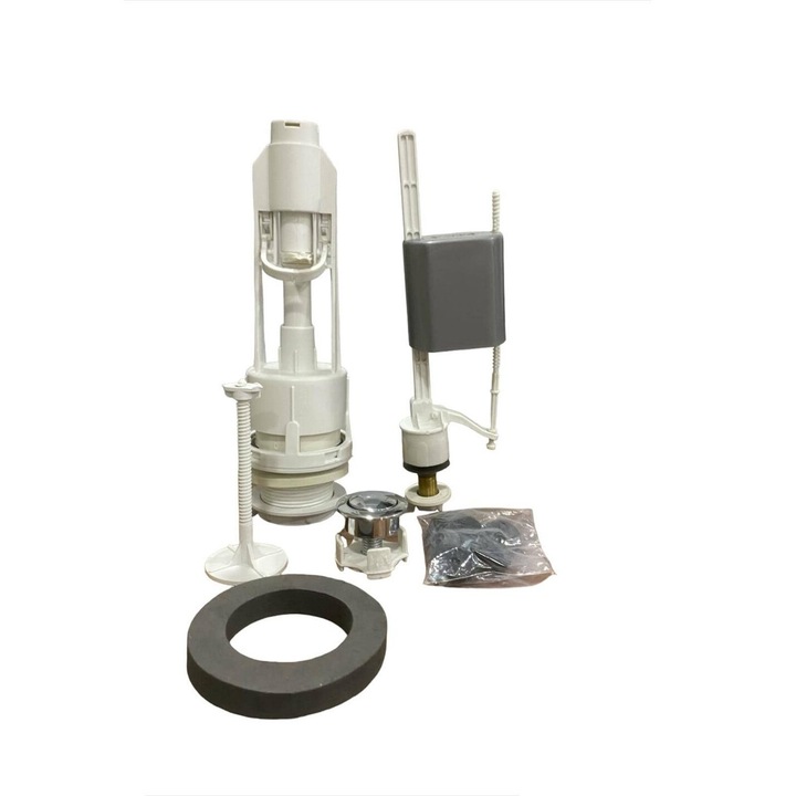 Mecanism complet WC cu actionare simpla si robinet flotor 3/8, alimentare verticala, pentru rezervoarele ceramice