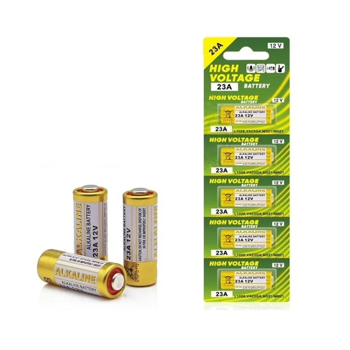 Комплект от 5 алкални батерии 23A, 12V, G.PIN, 10x28mm, безживачни