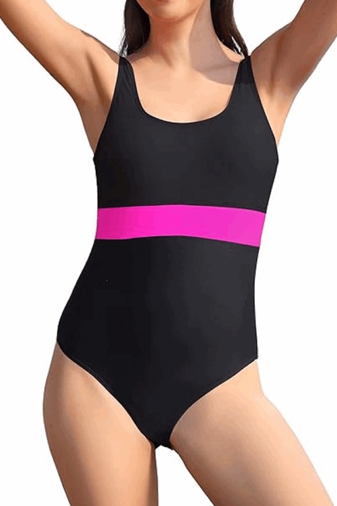 Costum de Baie pentru femei SHEKINI, o piesa, Spate Deschis, Negru/Roz