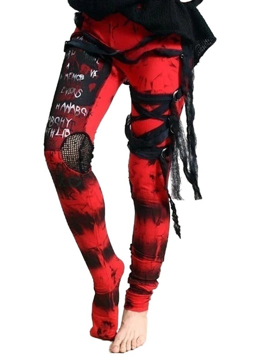 Női nadrág, Jormftte, gótikus, piros, poliészter