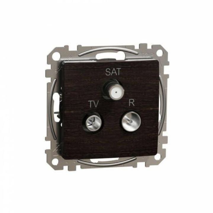 Priza Schneider New Sedna Tv/R/Sat, blocare la capat, 4 buc, wenge
