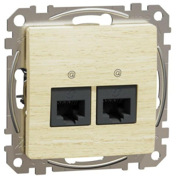 Priza Schneider New Sedna 2xrj45 Cat6 UTP, mesteacan