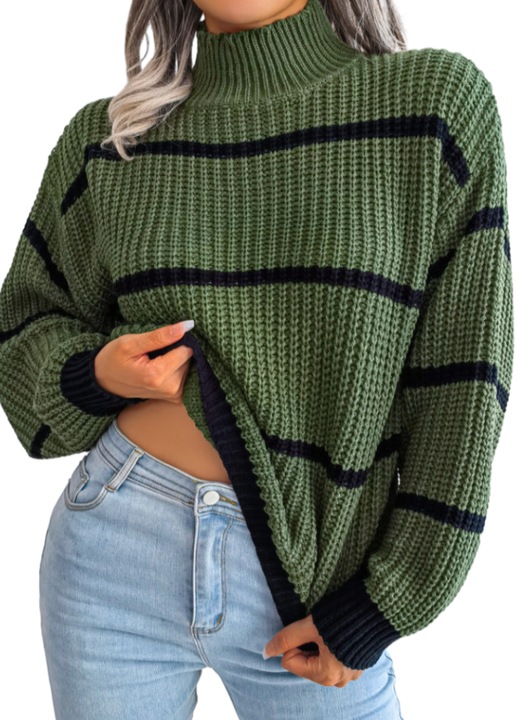 Női pulóver Jormftte, csíkos, szürke, kötött