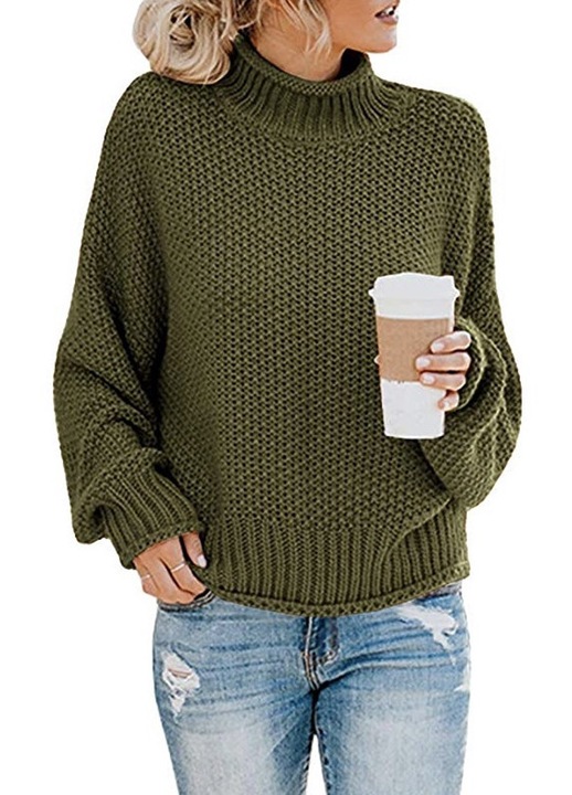 Női pulóver, Jormftte, alkalmi, garbó, pamut, Zöld