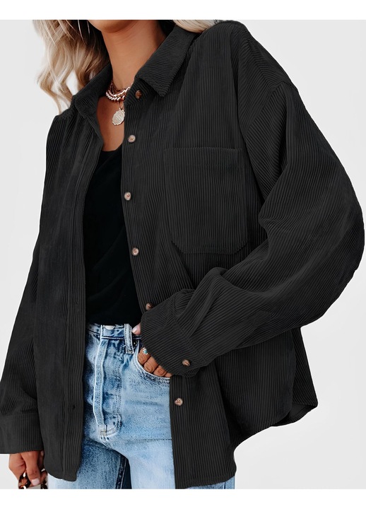 Női ing, Jormftte, bársony, V-nyakú, fekete