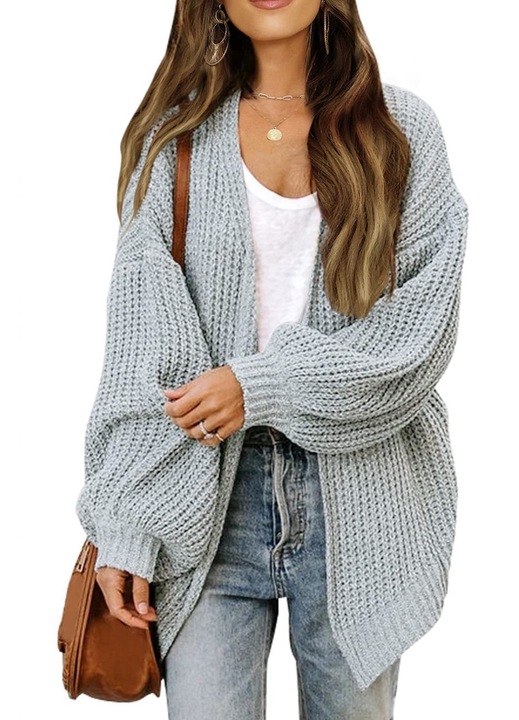 Női kardigán, Jormftte, bő ujjú, világosszürke, akril