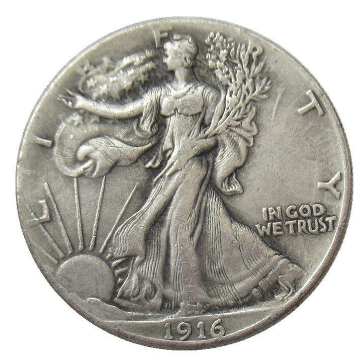 Moneda comemorativa de argint, replica moneda comemorativa, Walking Liberty, vultur, 1/2 dolar, 1916, 3 cm, la cutie