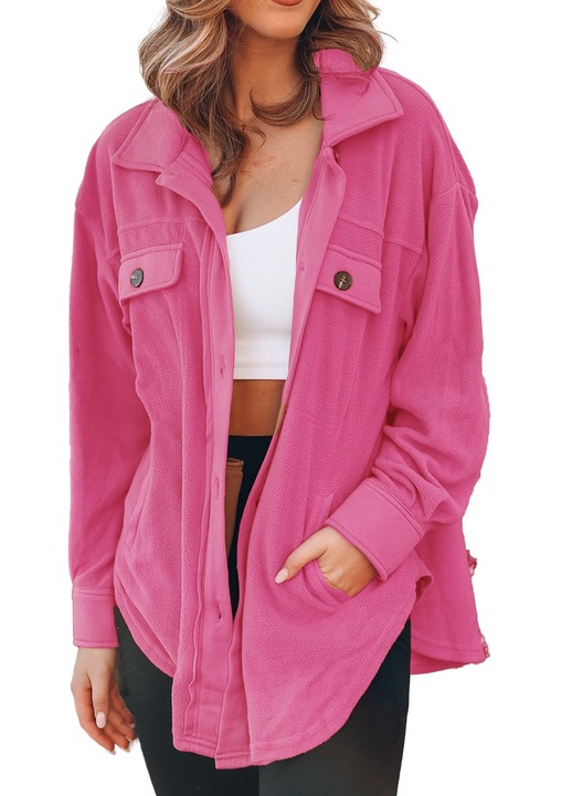 Női kardigán, Jormftte, polár, rózsaszín, hosszú ujjú