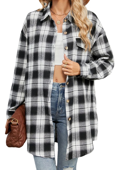 Női ing, Jormftte, hosszú ujjú, kockás, zsebes, gombos