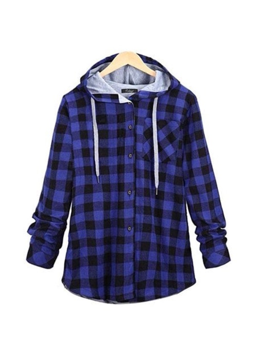Jormftte kapucnis ing, kockás, hosszú ujjú, zsebes, alkalmi, XL INTL