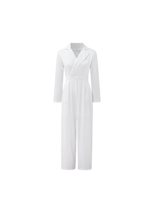 Jormftte női overál, fehér, rövid ujjú, V-nyakú, kényelmes kialakítás