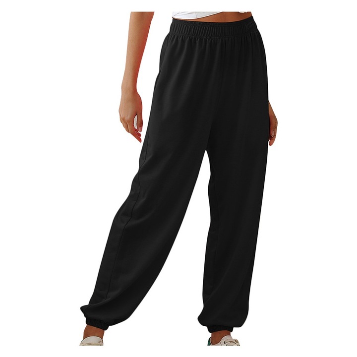 Női sportnadrág Jormftte, 2 zseb, gumírozott derék, fekete, rugalmas anyag